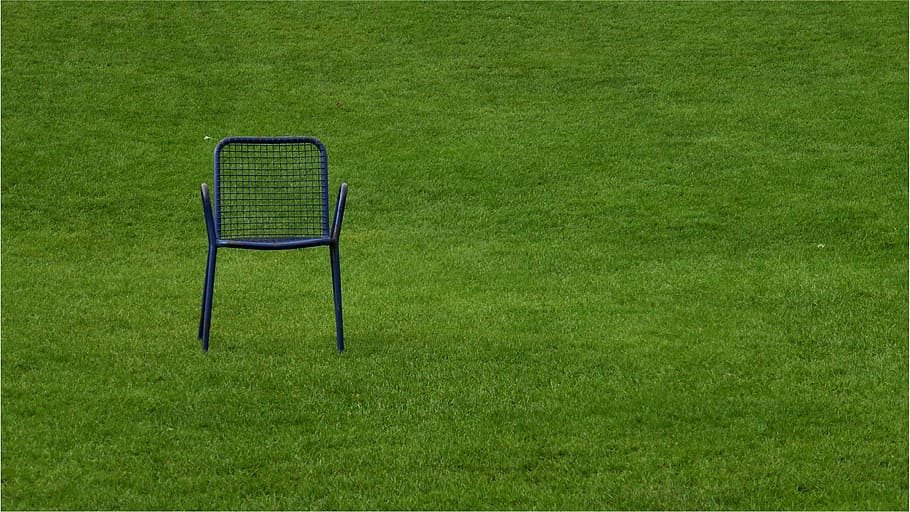 Hd Wallpaper Black Metal Armchair On Grass Field Rush Quiet Zone Time Out Wallpaper Flare