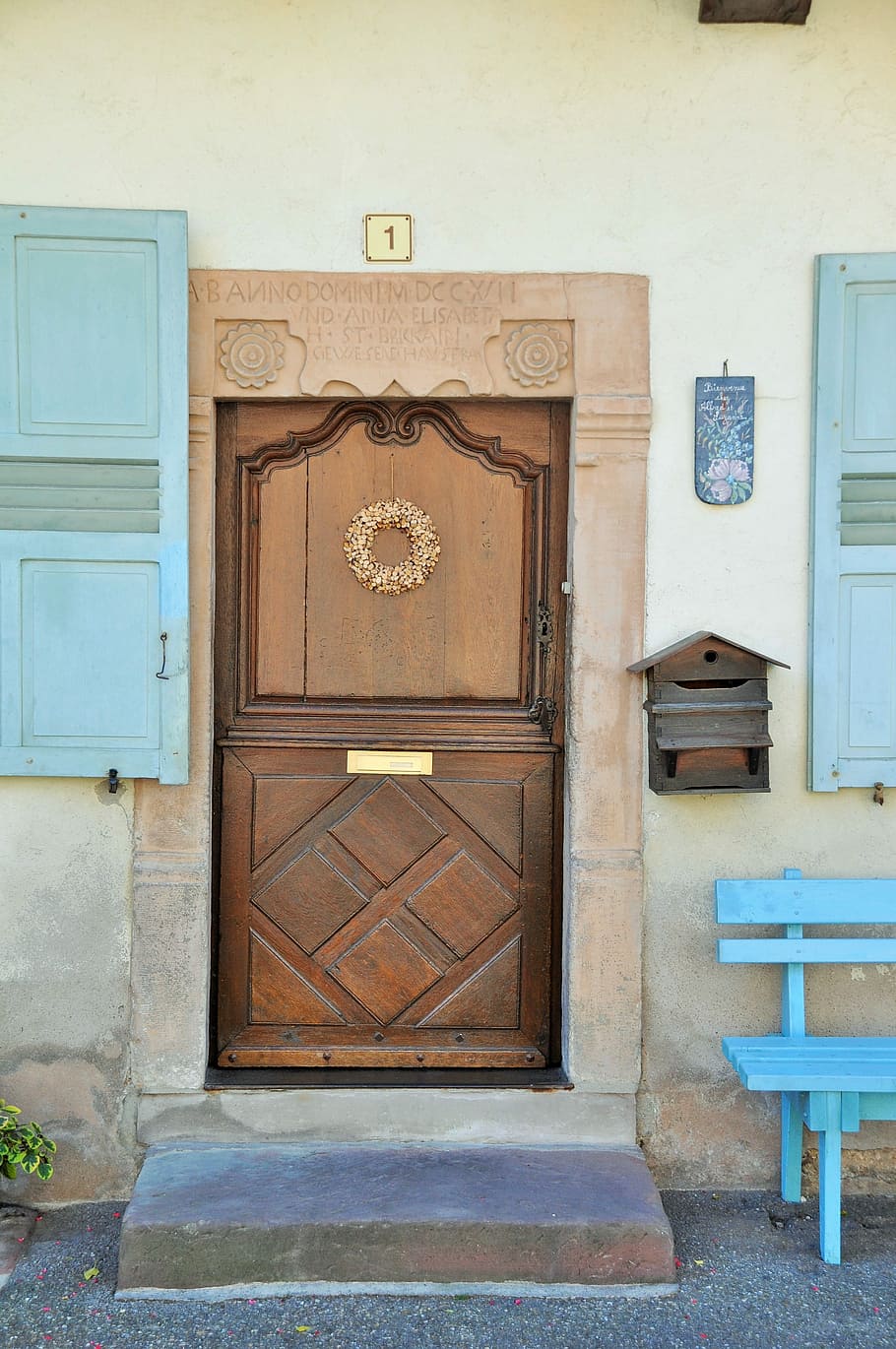 Door, Wooden, Carved, Alsace, wooden door, carved door, house, HD wallpaper