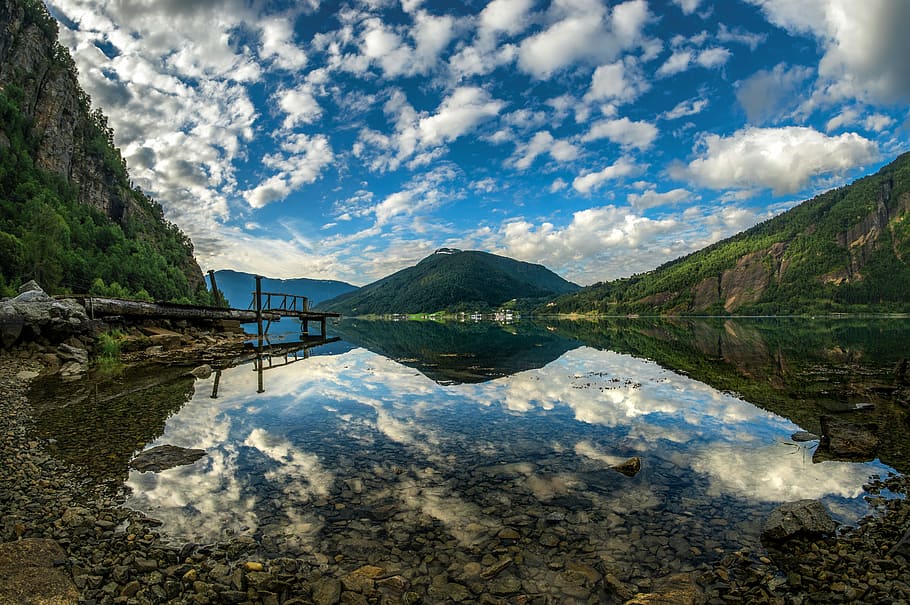 body of water and mountain, panoramic, landscape, fjord, norway HD wallpaper