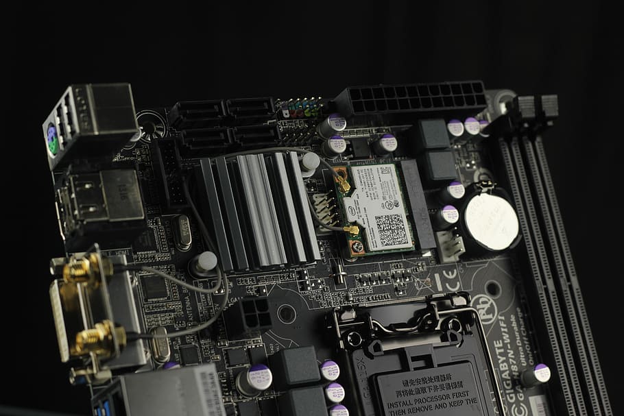 black motherboard, computer, processor, technology, hardware