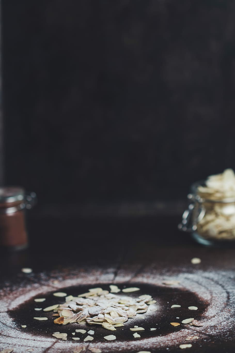 selective focus photo of brown chips, almonds, sugar, baking HD wallpaper
