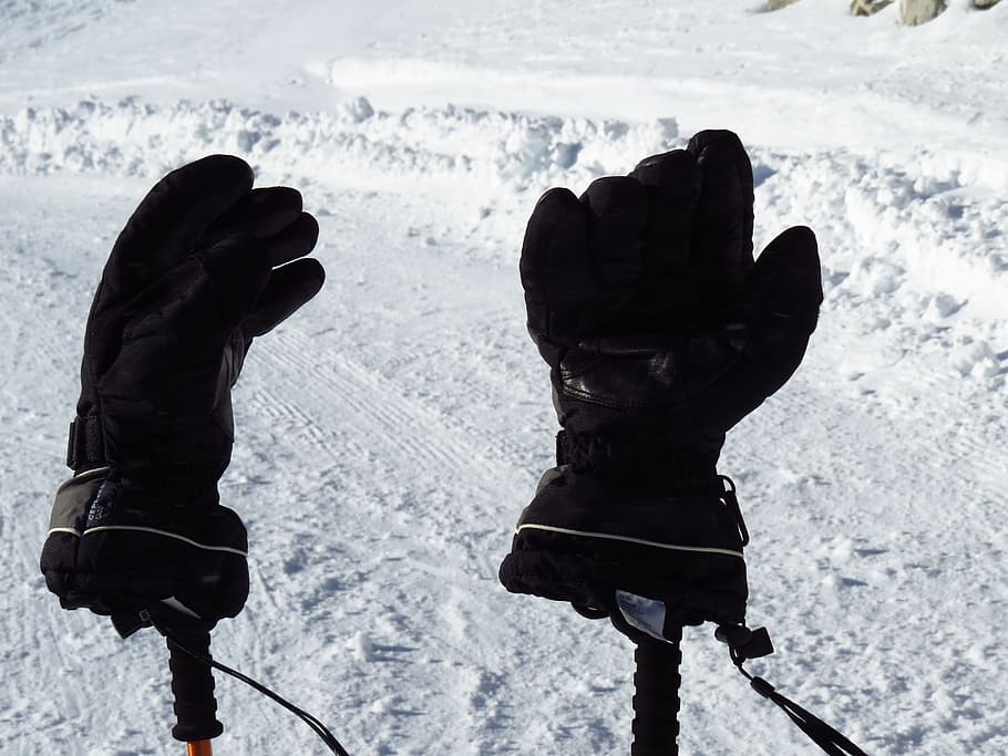 Gloves, Cold, Warming, Black, Snow, silhouette, outdoors, human body part HD wallpaper