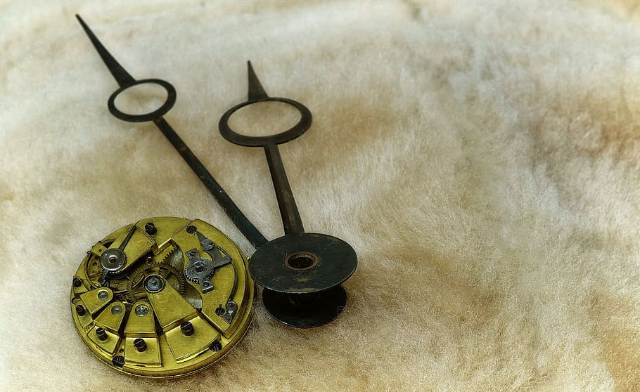 clock, movement, gears, nostalgia, pointer, close up, no people HD wallpaper
