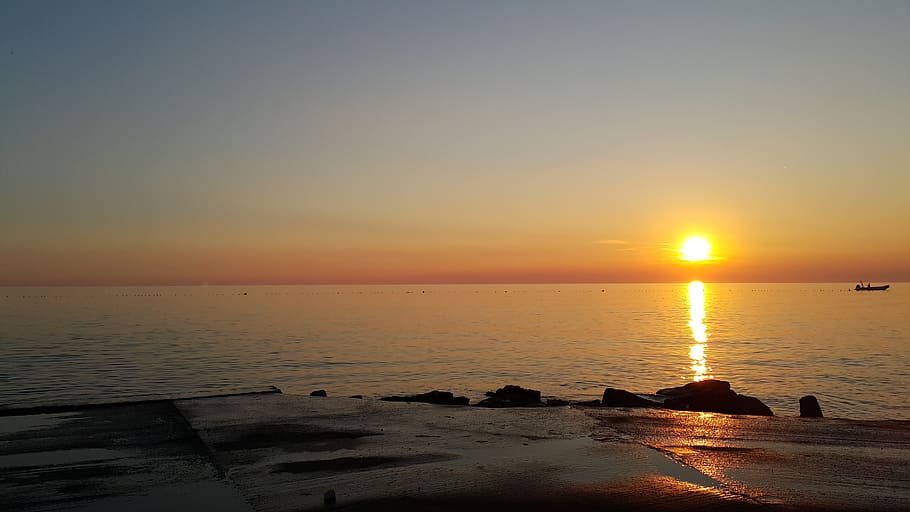 sun, sunset, seaside, water, sky, horizon, scenics - nature HD wallpaper