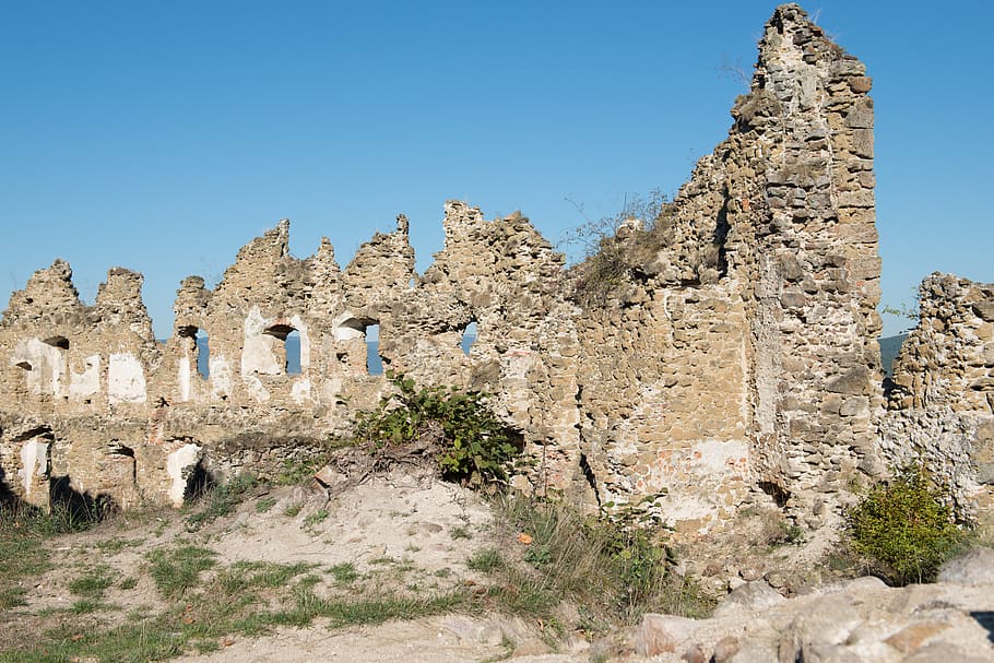 šášov castle, basket case, stones, torso, the sky, ruins, HD wallpaper