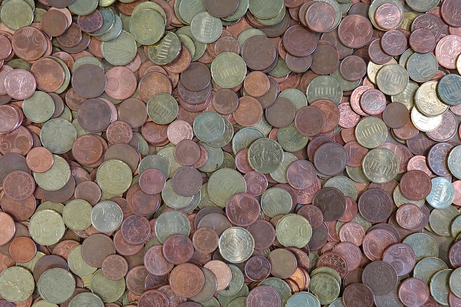 coins, cent, specie, money, euro, dime pieces, metal, metal money, HD wallpaper