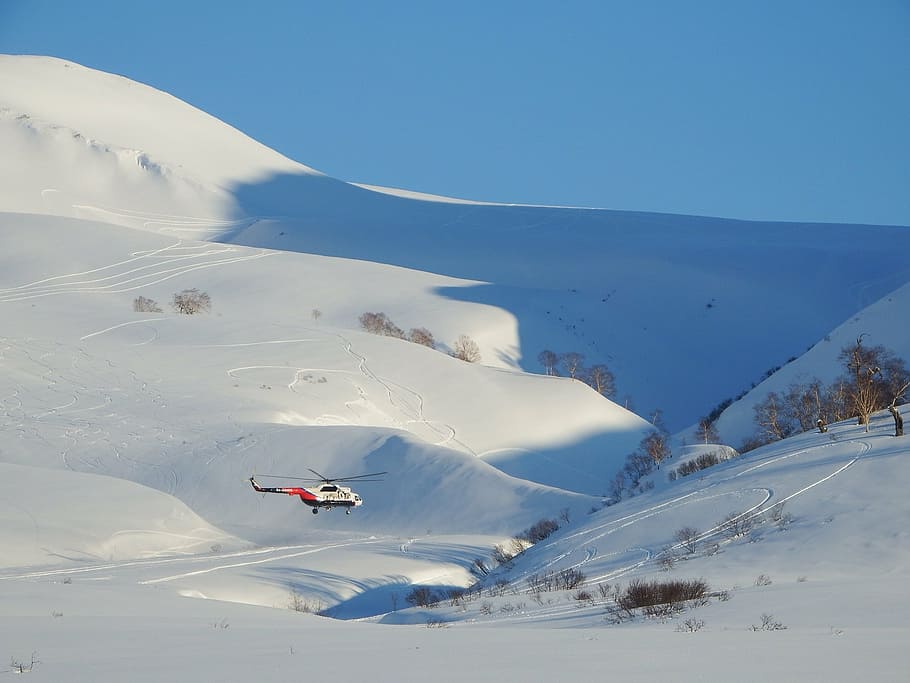 HD wallpaper: helicopter, landing, mountains, vortex, winter, snow ...