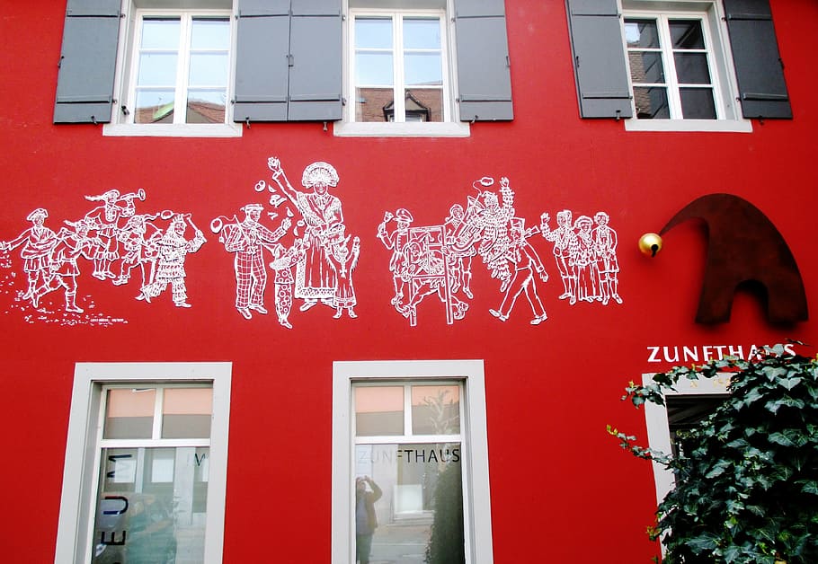 building, guild house, mural, shield, old town, radolfzell am bodensee HD wallpaper