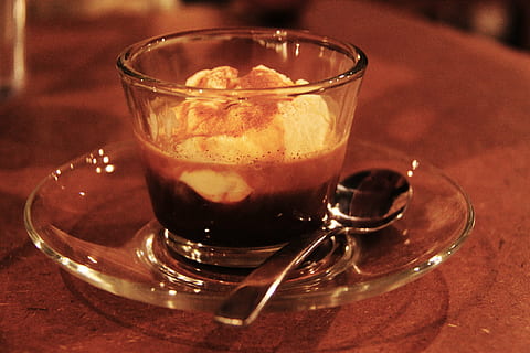 Premium AI Image | Fancy affogato dessert with a scoop of creamy vanilla  UHD wallpaper Stock Photographic Image