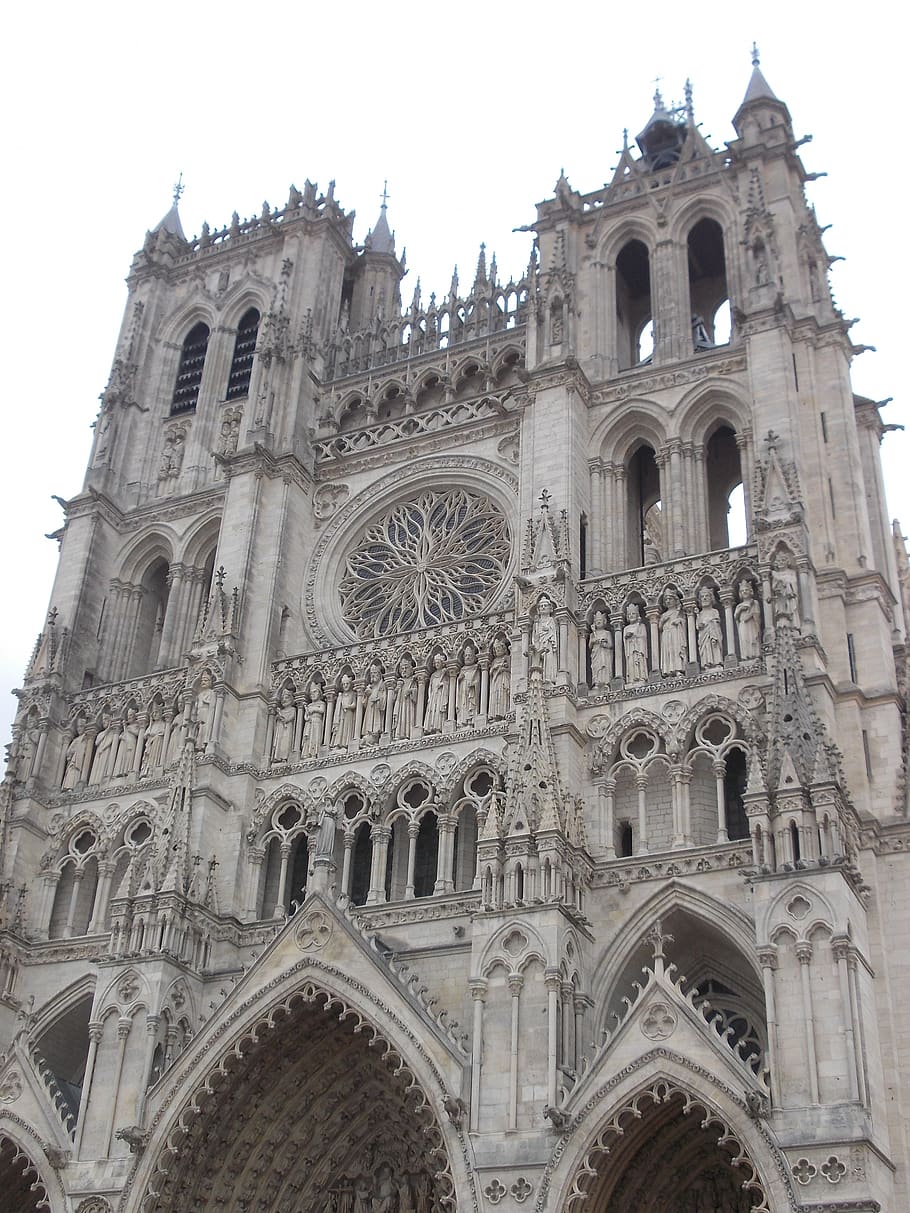 cathedral of notre-dame of amiens, france, architecture, sum, HD wallpaper