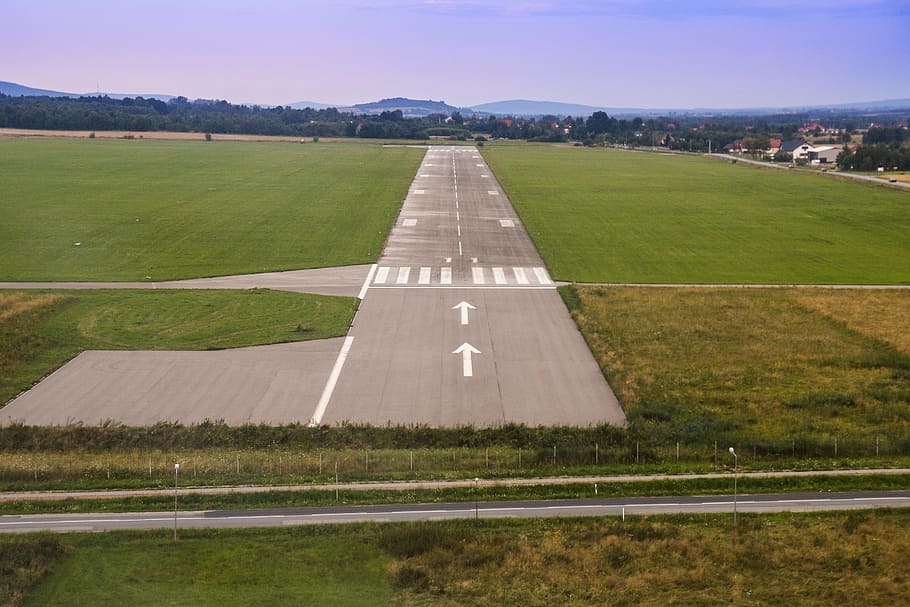 paved runway, airport, aerial photo, masłów, swietokrzyskie, HD wallpaper