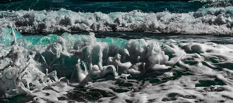 wave, splash, spray, foam, nature, water, sea, motion, power HD wallpaper