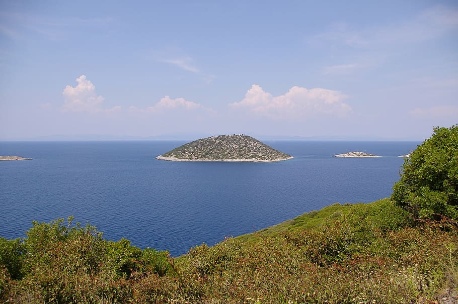 samos, greece, holiday, sea, beach, sky, clouds, beautiful, HD wallpaper