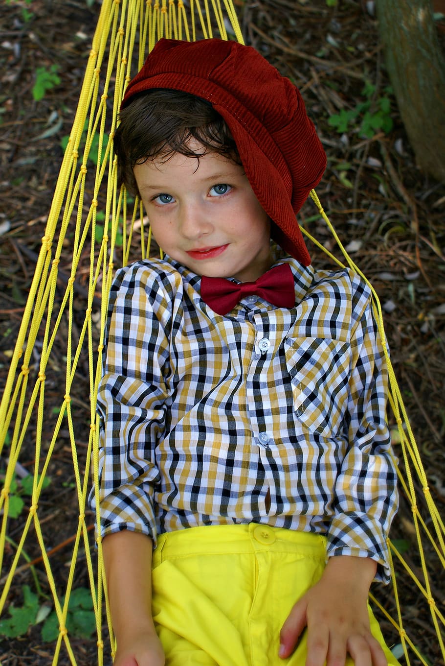 boy, kids, summer, hammock, cap, shirt, the bow tie, childhood HD wallpaper