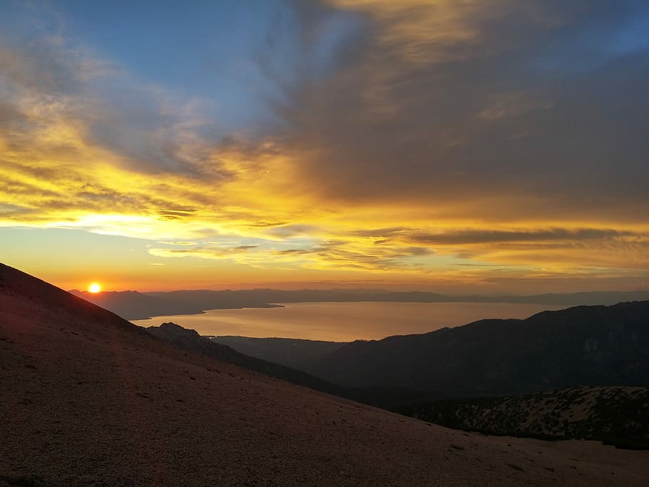 Sunset, Clouds, Orange, Water, sky, landscape, evening, yellow HD wallpaper
