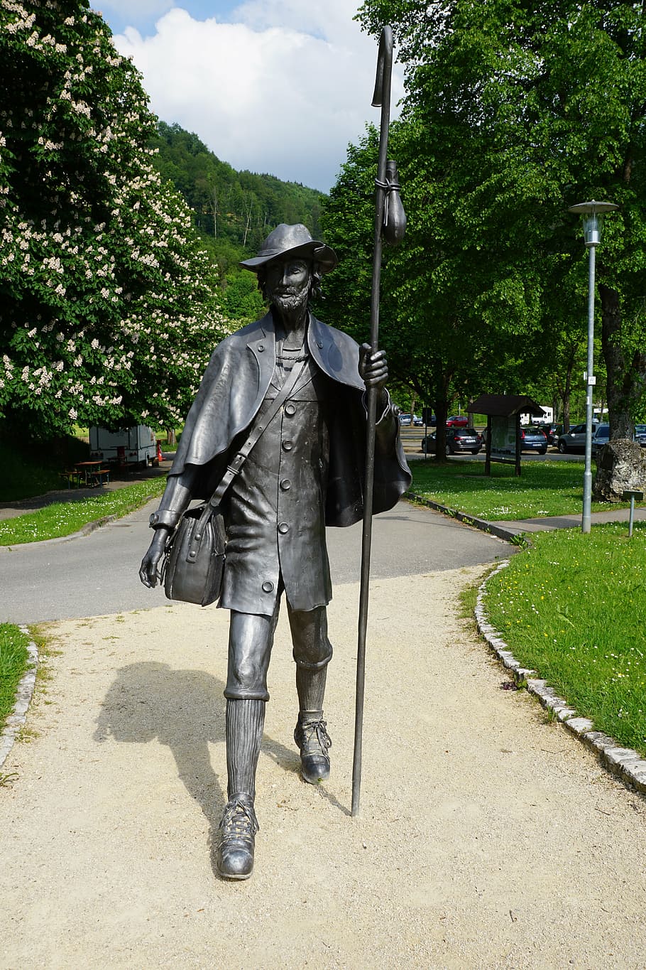 wanderer, statue, beuron, germany, away, figure, run, floor HD wallpaper