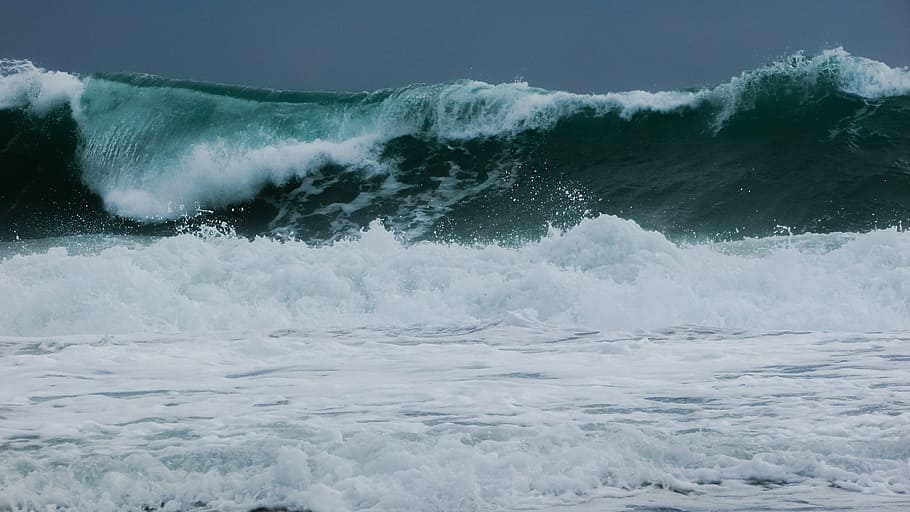 photo of ocean waves, smashing, wind, storm, sea, water, coast HD wallpaper