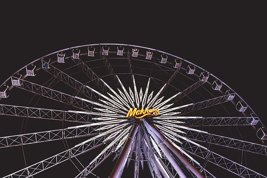 Ferris wheel at the fairground at night, various, fun, circle HD wallpaper