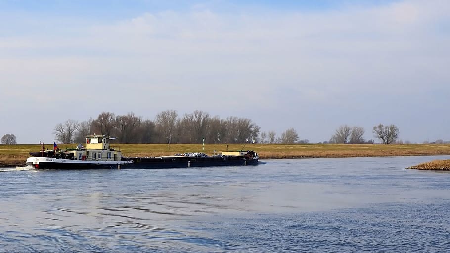 barge, kahn, river, ship, shipping, water, germany, elbschiffahrt HD wallpaper