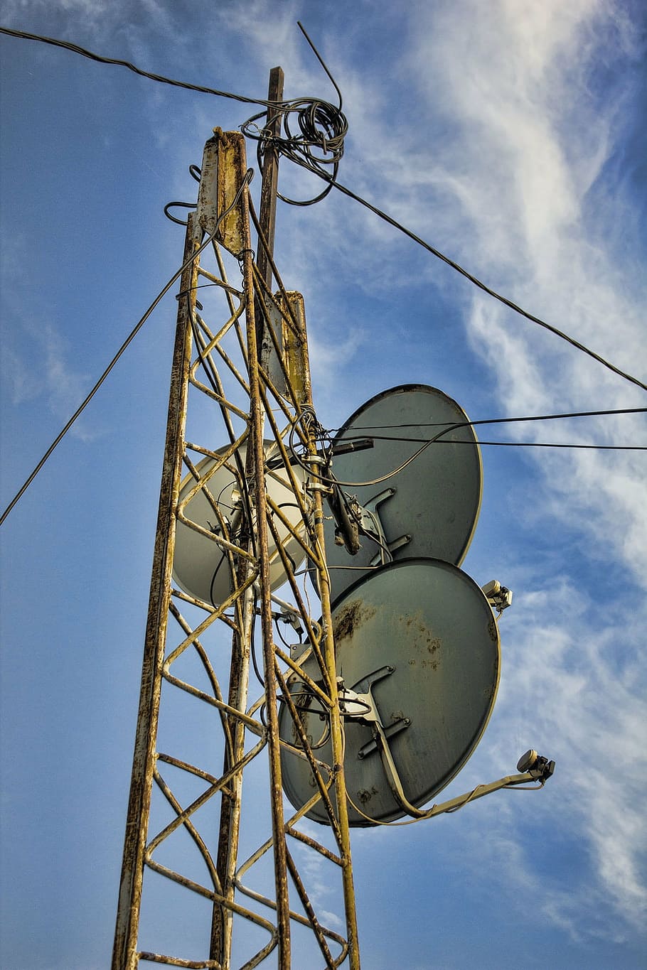 antenna, disc, old, rusty, satelite, dish, technology, communication HD wallpaper