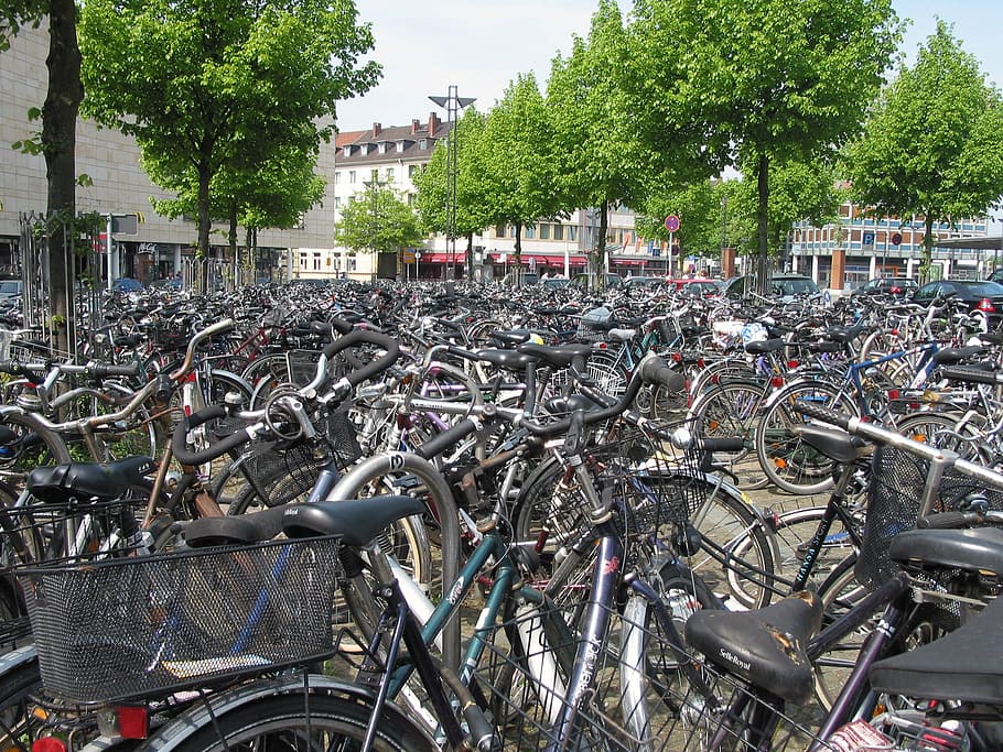 bicycles, parking, fray, chaos, confused, stress, labyrinth, HD wallpaper