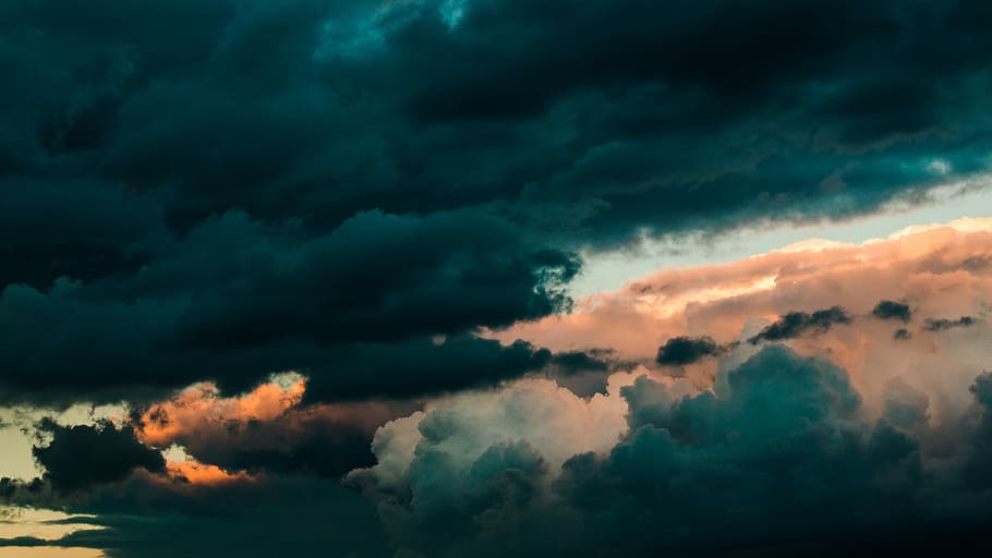 Sky, Clouds, Sun, Nature, Contrasts, color, afterglow, sunset HD wallpaper