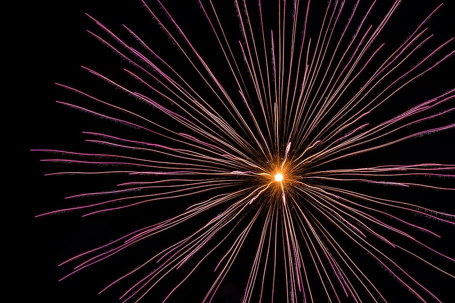fireworks, pyrotechnics, light, explosion, night, hell, new year's day HD wallpaper