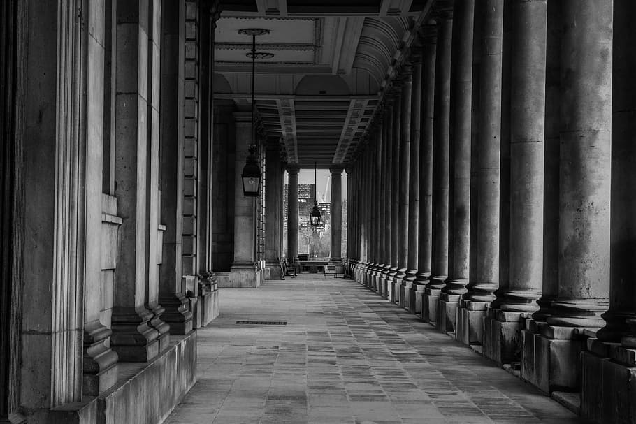columns, rhythm, architecture, black And White, architectural Column HD wallpaper