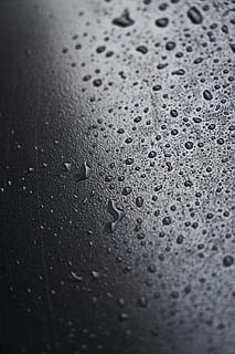 water droplets, abstract, grey, smoked, black, wet, moist, surface HD wallpaper