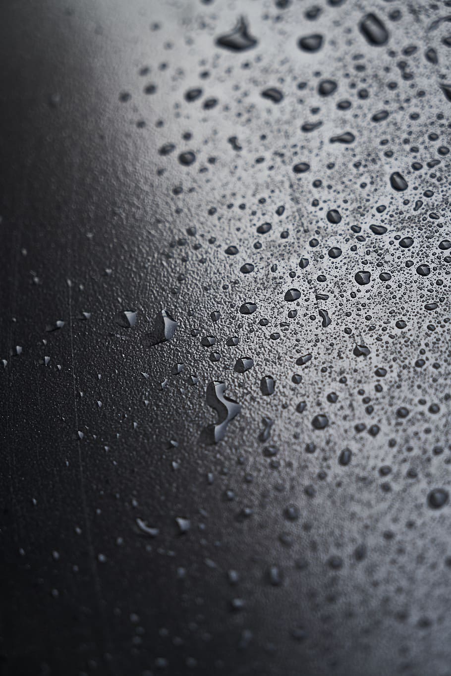 water droplets, abstract, grey, smoked, black, wet, moist, surface HD wallpaper