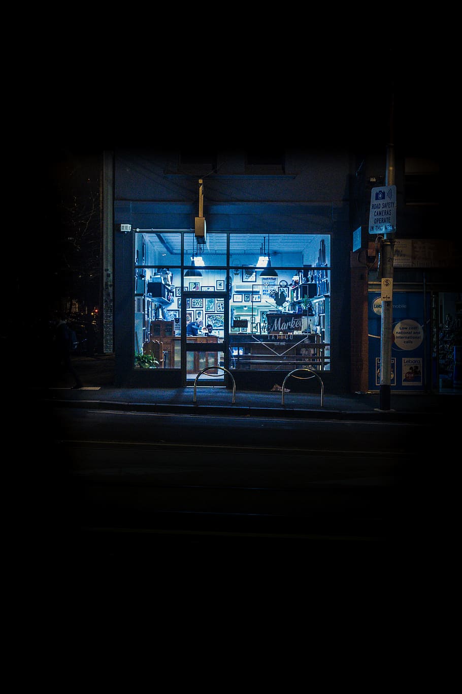 landscape photography of store facade during night, urban Scene HD wallpaper