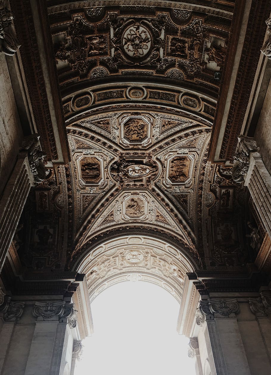 architectural photo of arched ceiling, ceiling of the cathedral HD wallpaper