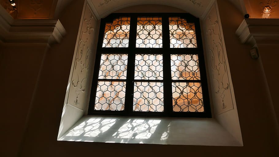 window, stained glass window, backlight, shadow, church, indoors HD wallpaper