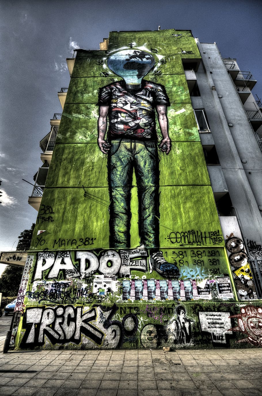 graffiti, building, hdr, greece, concrete, urban, city, wall HD wallpaper