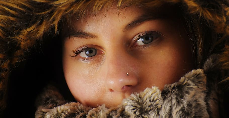 brown haired woman, winter, cold, cap, young woman, pretty HD wallpaper