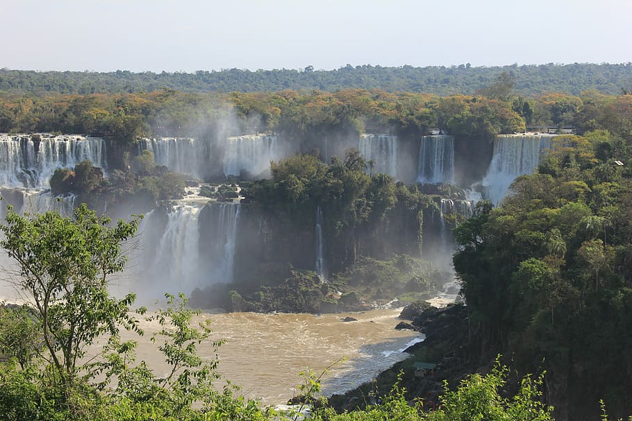 waterfall, iguazu, iguaçu, the falls, landscape, brazilwood, HD wallpaper