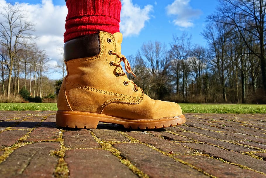 Free download | HD wallpaper: person wearing brown leather work boot ...