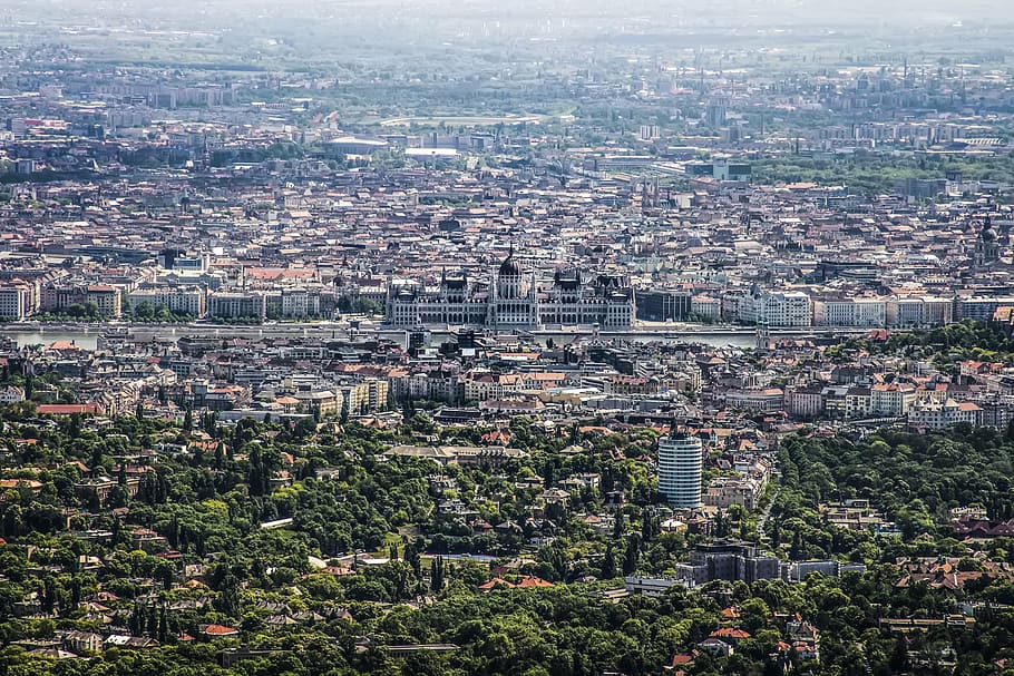 bird's eye view photography of city, budapest, capital, chill HD wallpaper