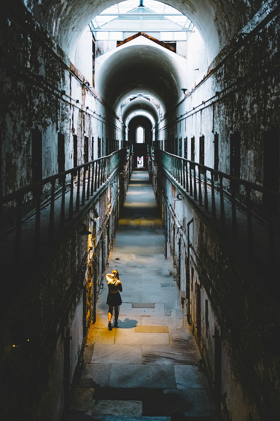 woman in black dress walking, people, tunnel, architecture, urban Scene HD wallpaper