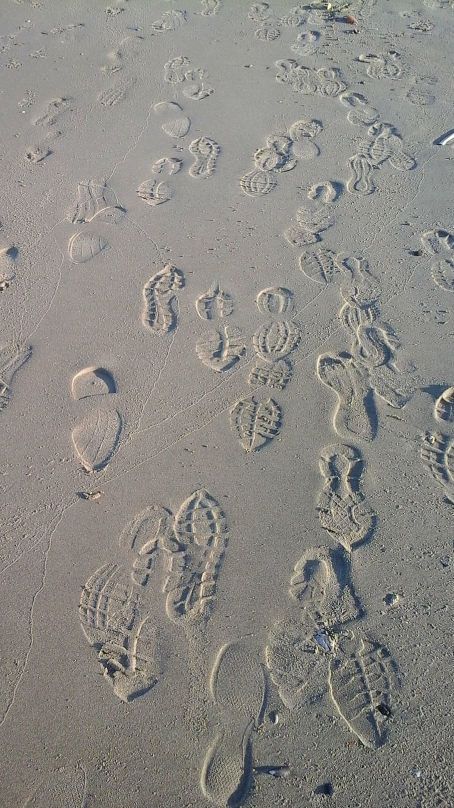 footprints, sand, busy, beach, land, high angle view, nature HD wallpaper
