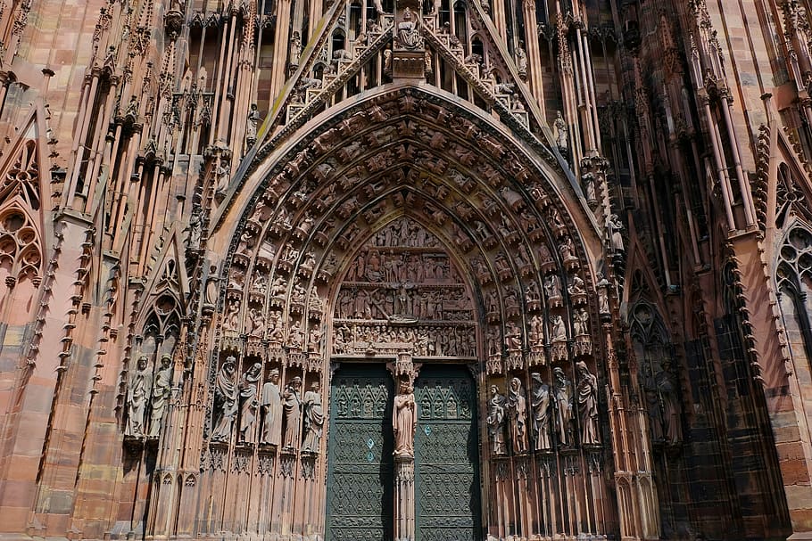 Cathedral, Church, Religion, Dom, strasbourg, entrance door, HD wallpaper