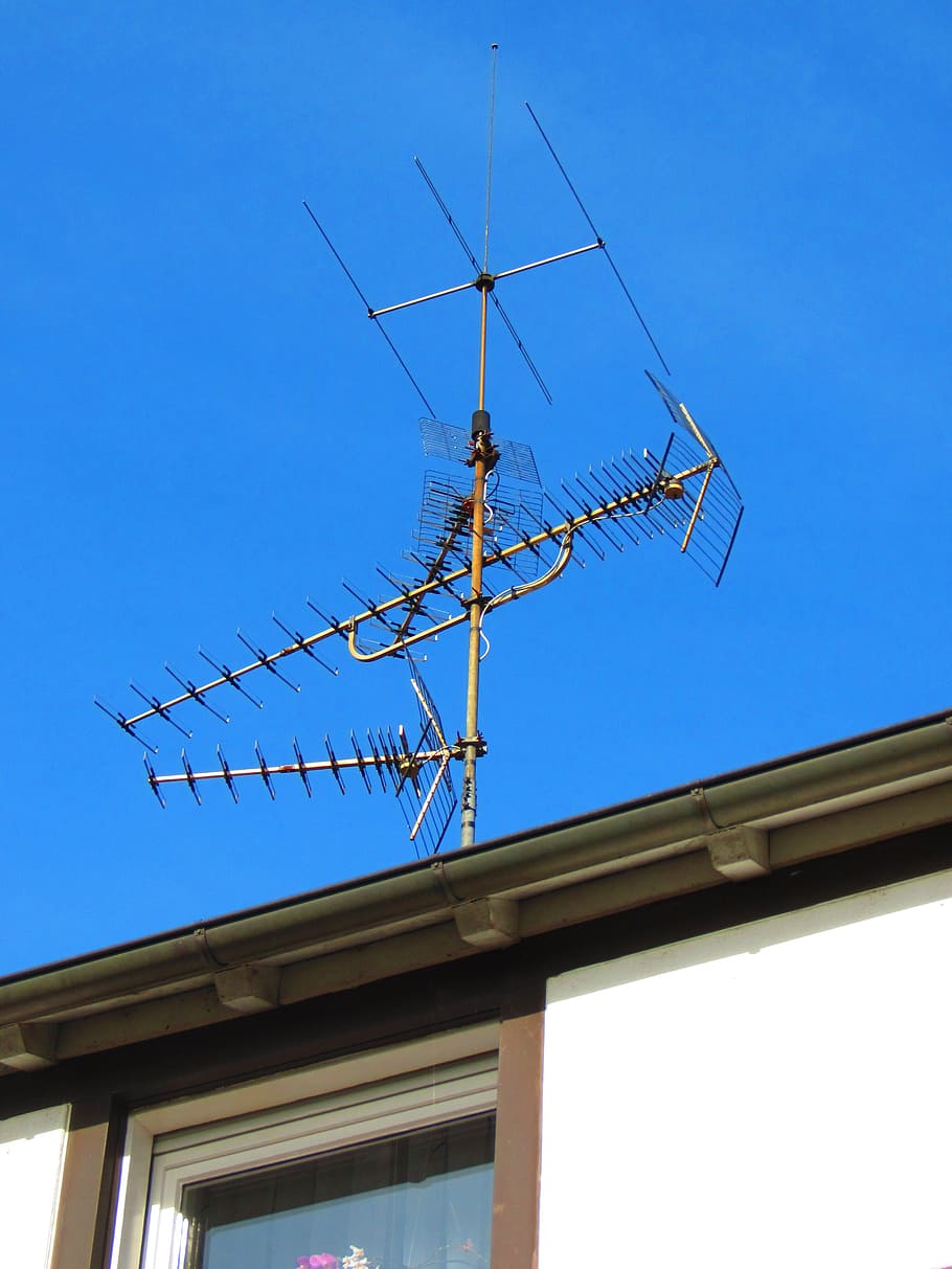 antenna, roof antenna, watch tv, television reception, home antenna, HD wallpaper