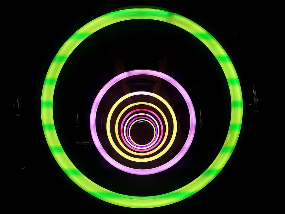 LED rings, illusion digital wallpaper, circle, line, color, glow HD wallpaper