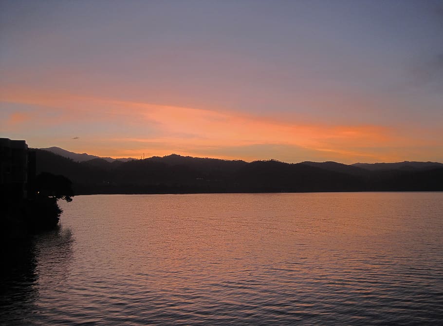 lake kivu, water, dam, large, africa, sunrise, colours, soft, HD wallpaper