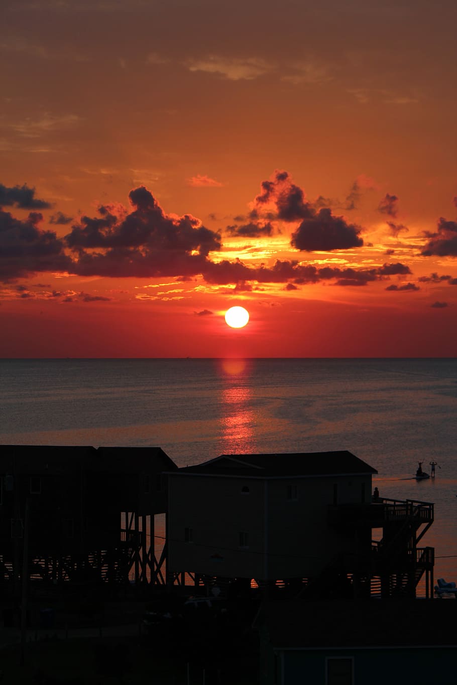 Sun, Sunset, Clouds, Evening, sky, lying sun, twilight, sea HD wallpaper