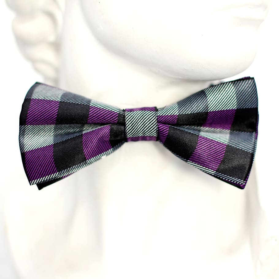 Purple, Checkered, Fly, Tie, Loop, black, fashion, man, profile, HD wallpaper