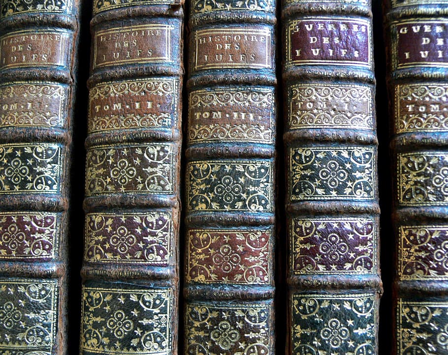 showing four hard case books, old, reading, antique, back of a book HD wallpaper