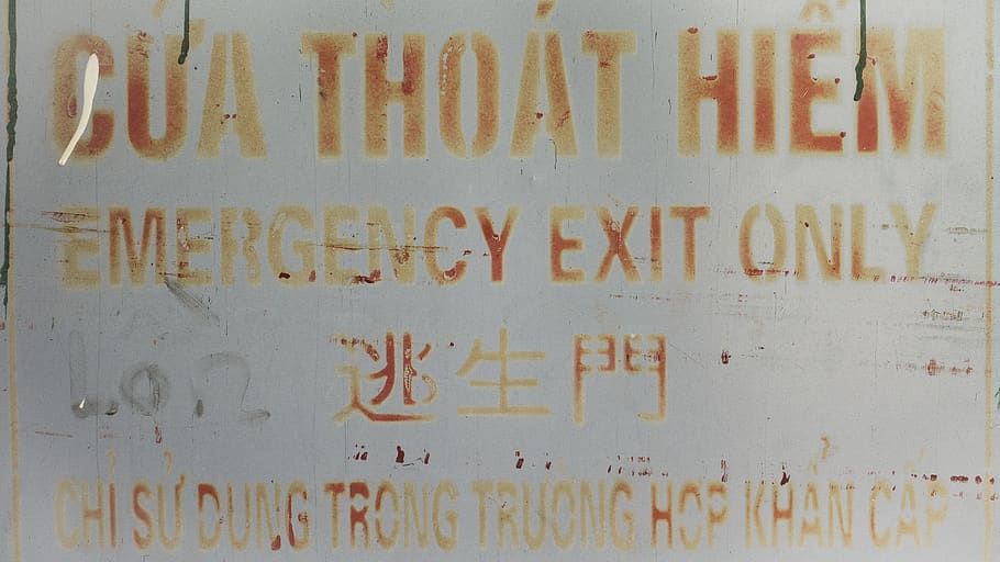 background, texture, sign, warning, emergency, exit, rusted HD wallpaper