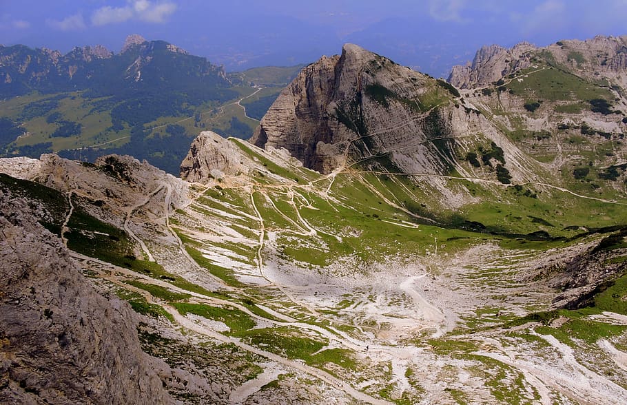 mountain, trail, hiking, tranquility, alps, altitude, rock HD wallpaper
