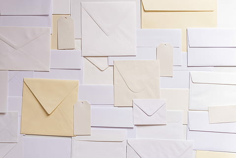 envelope paper lot, white envelop lot, texture, latters, flatlay HD wallpaper